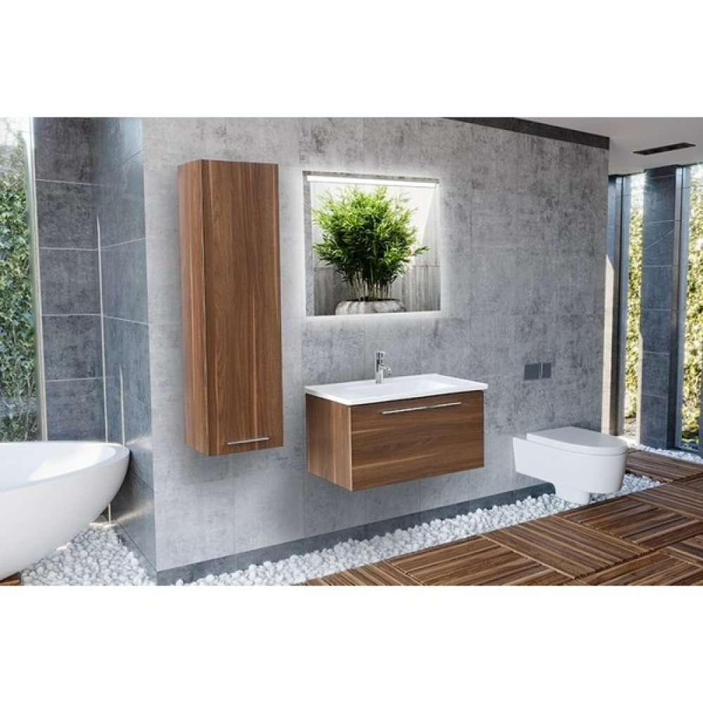 Bagnotti Vega 60 cm Yerli Ceviz LED Aynalı Banyo Dolabı Banyo Dolabı / Mobilyası Fiyatı
