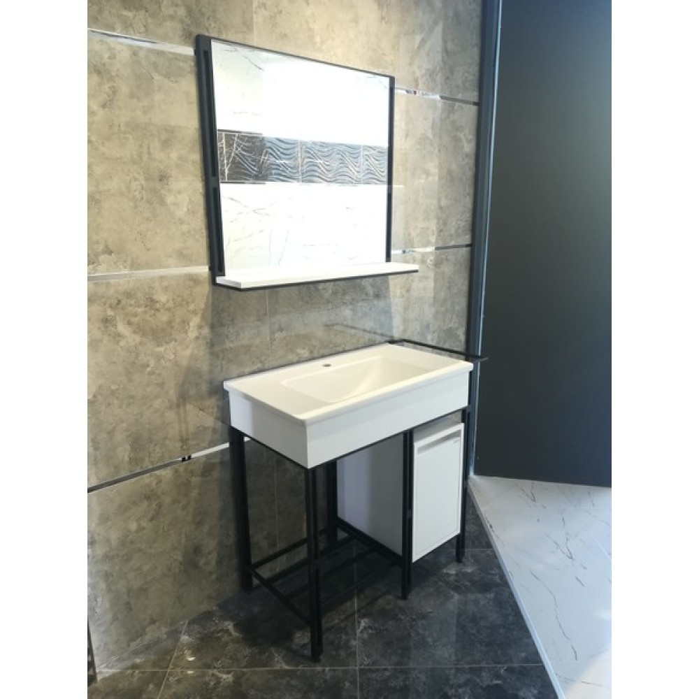 Bagnotti Vela 80 cm Metal Gövdeli Beyaz Siyah Banyo Dolabı Banyo Dolabı / Mobilyası Fiyatı