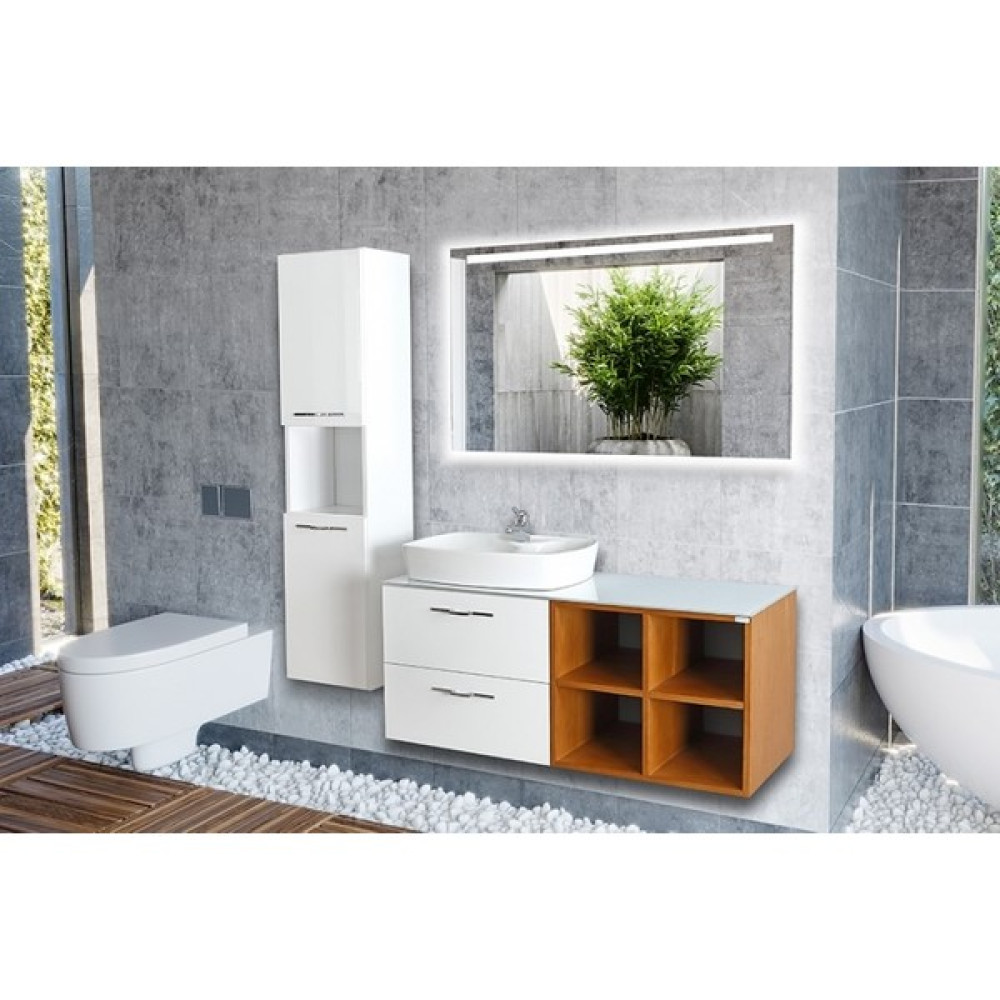 Bagnotti Volans 100 cm Glossmax Parlak Beyaz Teak Led Aynalı Banyo Dolabı Banyo Dolabı / Mobilyası Fiyatı