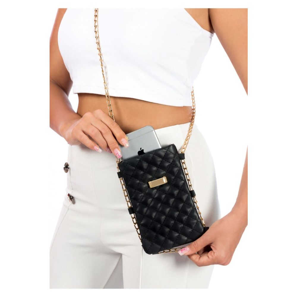 BAGzy Kadin Siyah Çapraz Zincirli Telefon Çantası Unisex Çanta & Cüzdan ve Seyahat Çantaları Fiyatı
