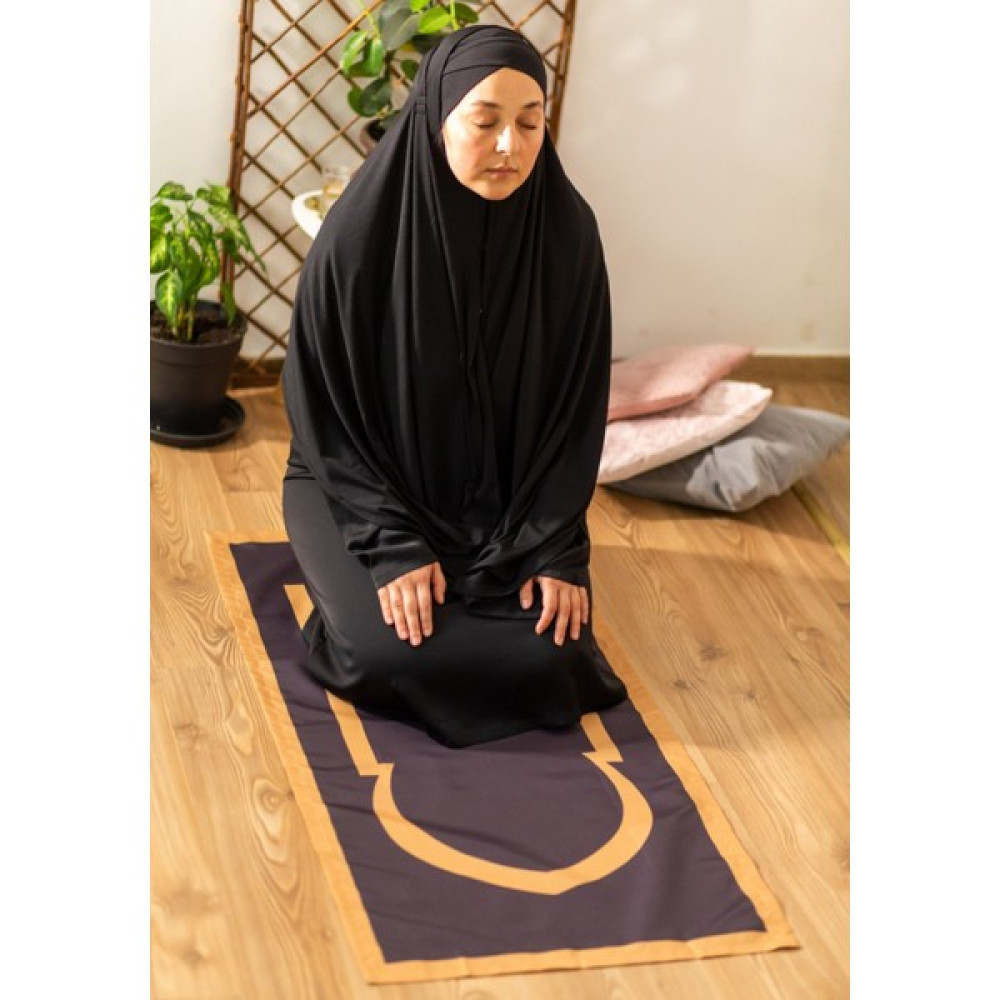 Baha Portatif Cep Seccade,seyahat Namazlığı, Katlanabilir Seccade (Black Gold)) - 60 x 120 cm - Siyah Seccade Fiyatı