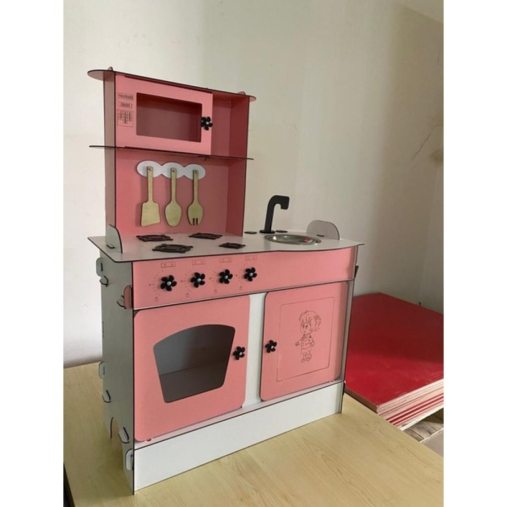 Bahadır Grup Montessori Eğitici Ahşap Oyuncak Mutfak 3mm 100x80 - Pembe Oyuncak Fiyatı