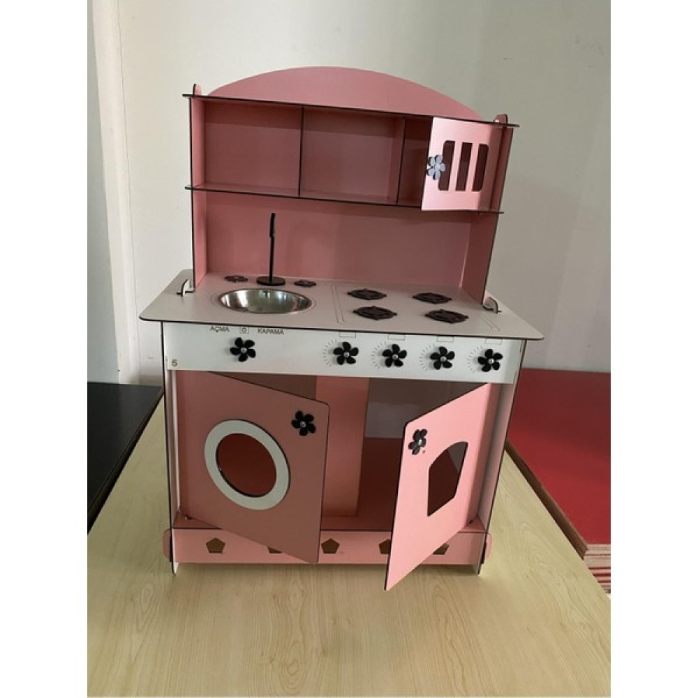 Bahadır Grup Montessori Eğitici Ahşap Oyuncak Mutfak Dolabı Pembe 3mm 84X60 Bebek Oyuncakları Fiyatı