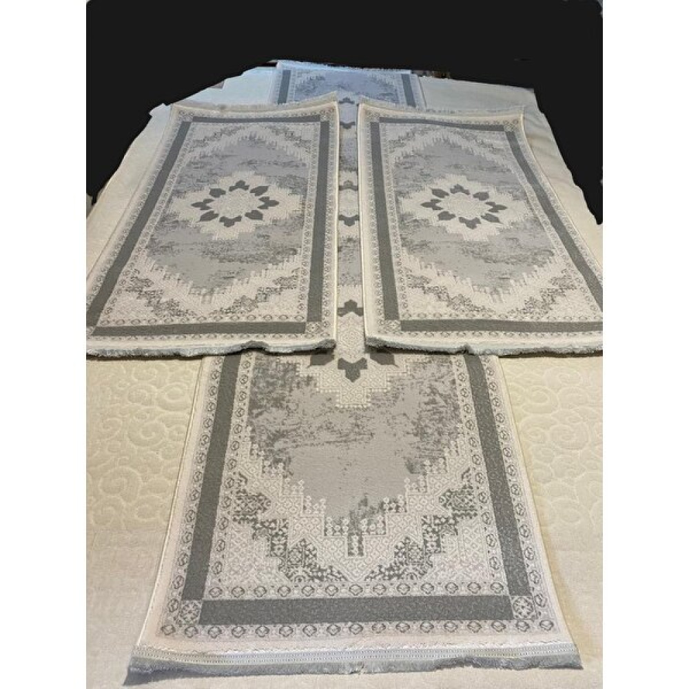 Bahar Premium The Carpet %100 Yün 3'lü Yatak Odası Takım Halısı - Gri - 80 x 300 cm Salon Halısı Fiyatı