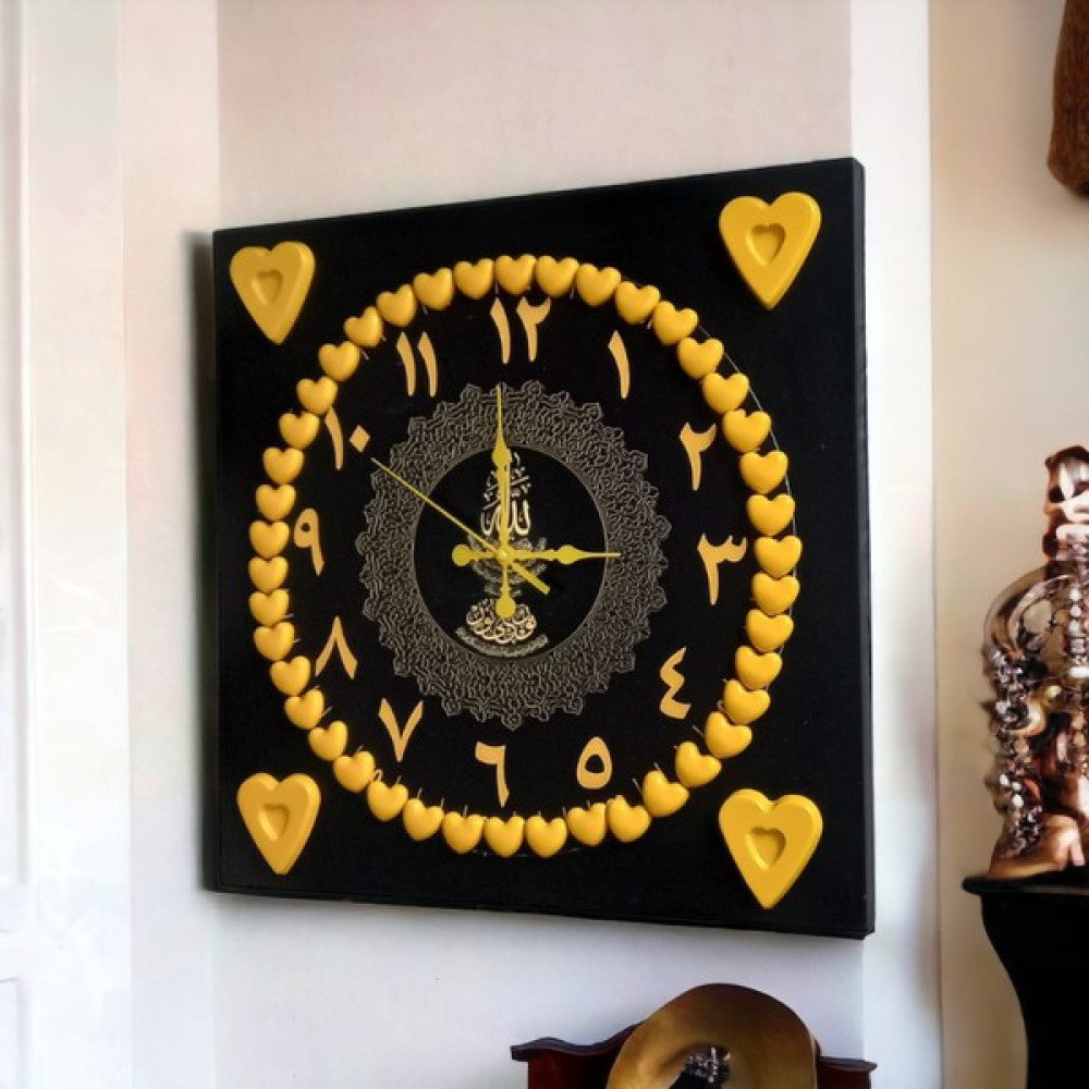 Bahat Ahşap 3D Kalpli Ayetli Salon Ofis Duvar Saati Tablo 40*40 cm Camsız B11 Oto Boyaları Fiyatı