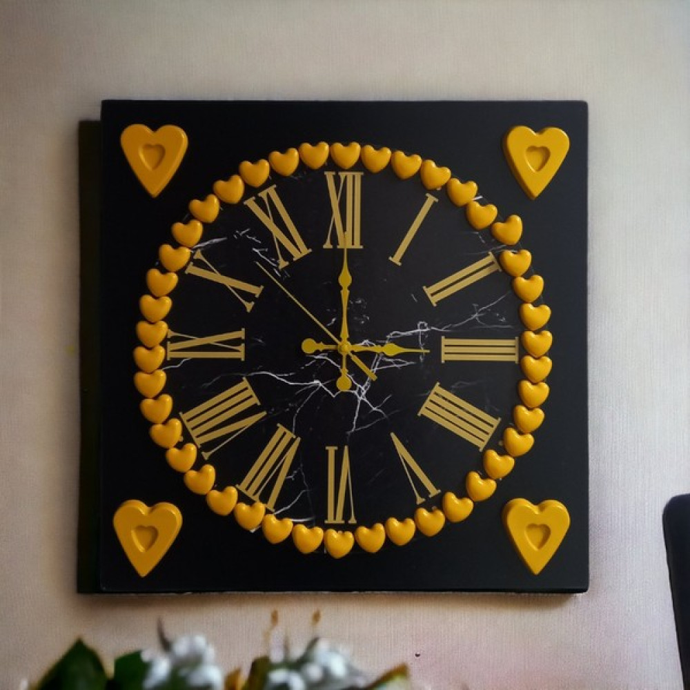 Bahat Ahşap 3D Kalpli Salon Ofis Duvar Saati Tablo 40*40 cm Camsız B5 Oto Boyaları Fiyatı
