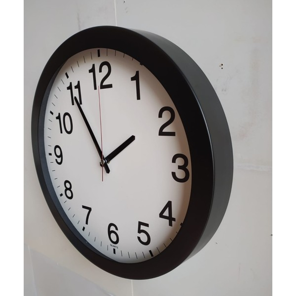 Bahat Tedarik Otel Salon Ofis Duvar Saati Camlı Siyah Metal Çerçeve 36 Cm - Mat Saray Ceviz Dekoratif Saat Fiyatı