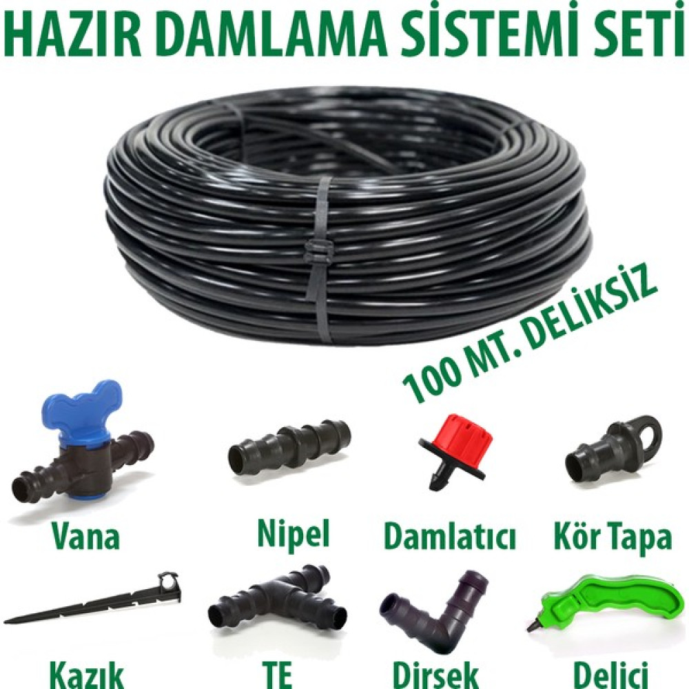 Bahçe 16X0,9MM 100 Metre Düz Damlama Borusu Sistemi Hazır Damlama Seti Bahçe Malzemeleri Fiyatı