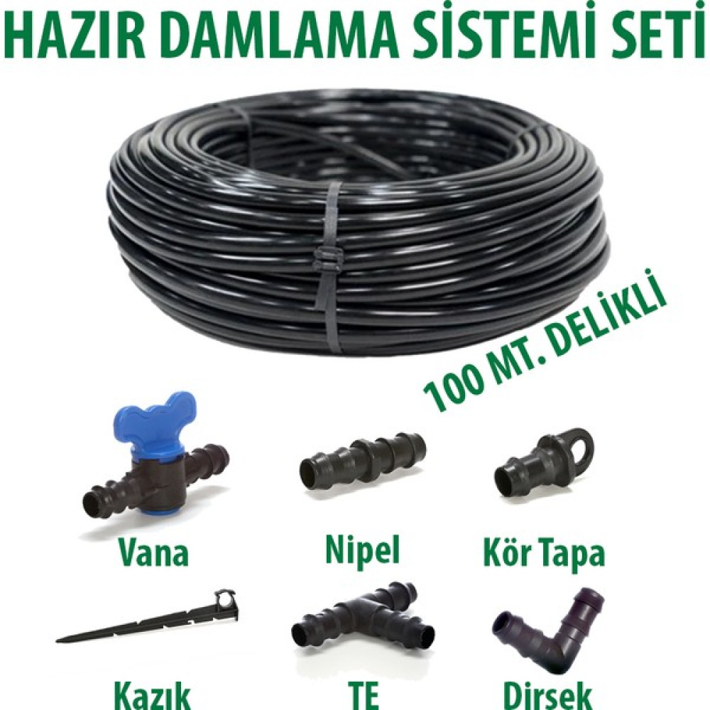 Bahçe 16X20 0,9mm 100 Metre Delikli Damlama Borusu Sistemi Hazır Damlama Seti Bahçe Malzemeleri Fiyatı