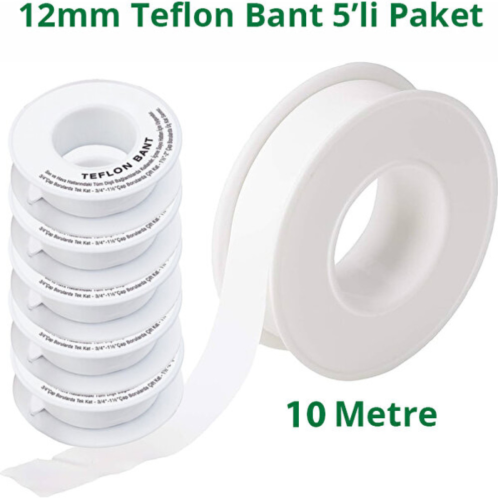 Bahçe Teflon Bant Sızdırmazlık Bandı 12MM. x 10 Metre 5 Adet Nalburiye & Hırdavat Fiyatı