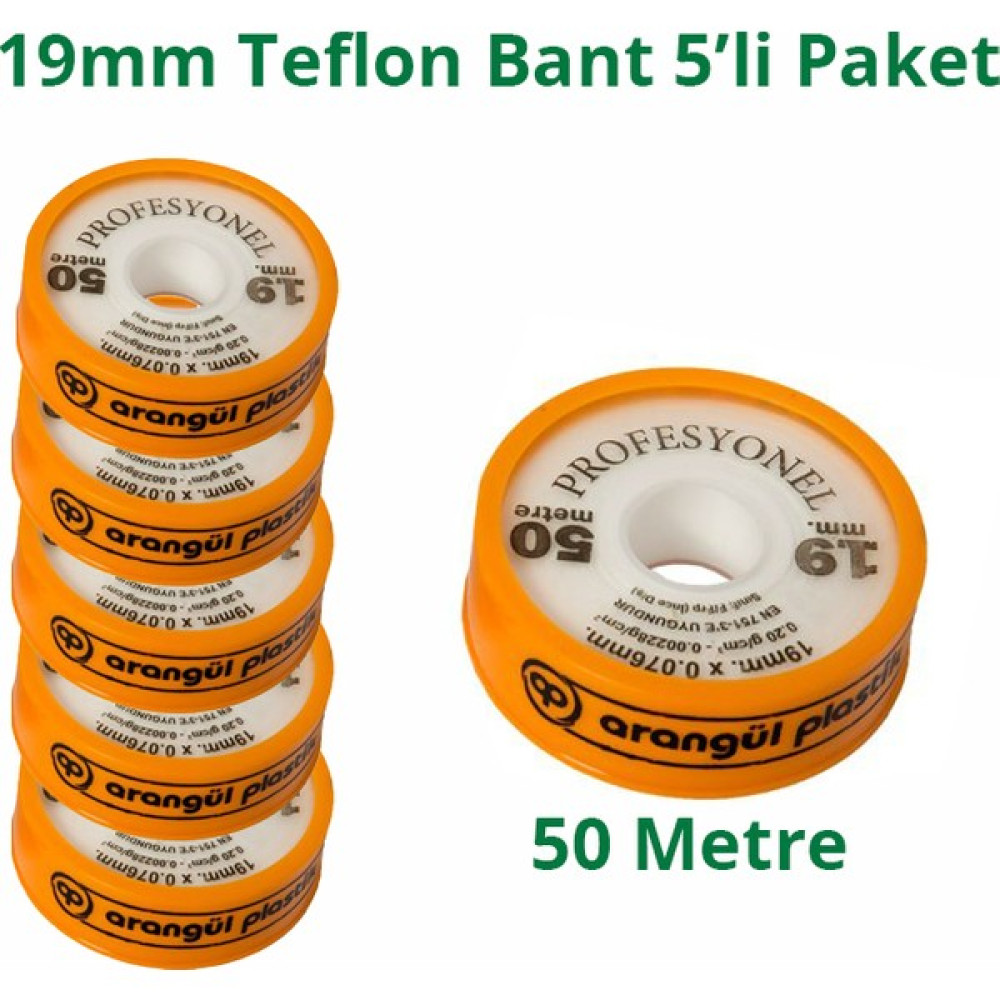 Bahçe Teflon Bant Sızdırmazlık Bandı 19MM. x 50 Metre 5 Adet Nalburiye & Hırdavat Fiyatı