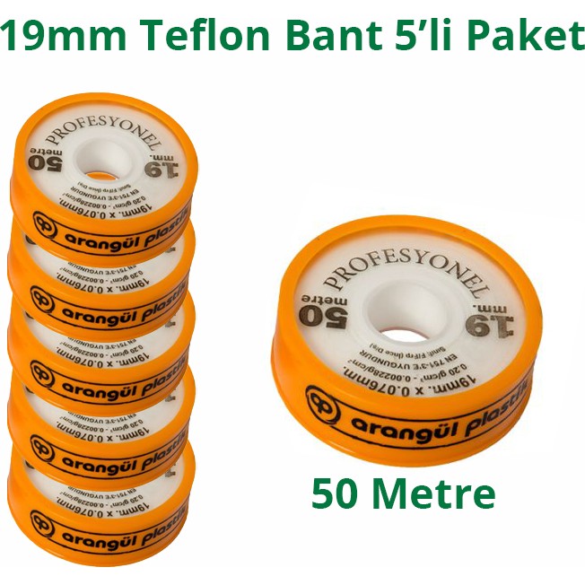 Bahçe Teflon Bant Sızdırmazlık Bandı 19MM. x 50 Metre 5 Adet Nalburiye & Hırdavat Fiyatı