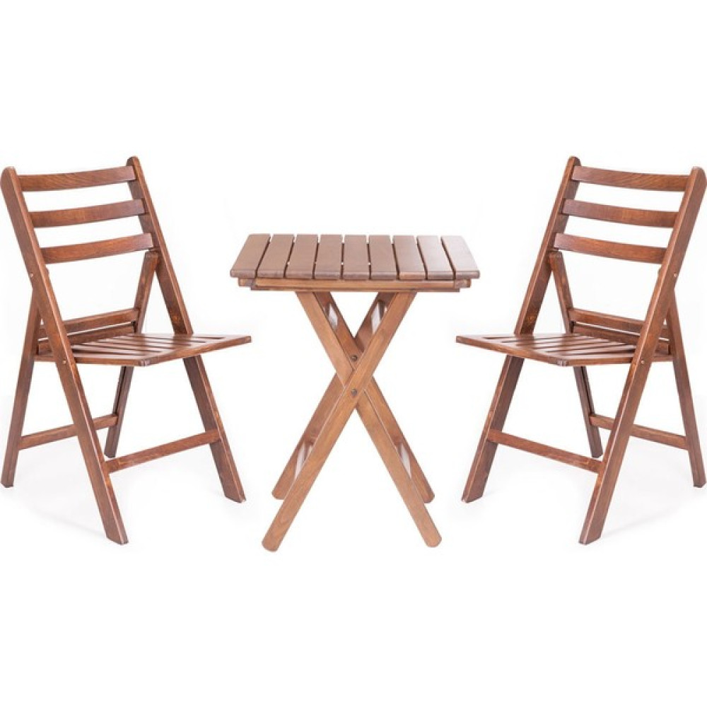Bahçeme Ahşap Bahçe Balkon Seti: 60 x 60 cm Masa + 2 Katlanır Sandalye Bahçe Mobilyası Takımı Fiyatı