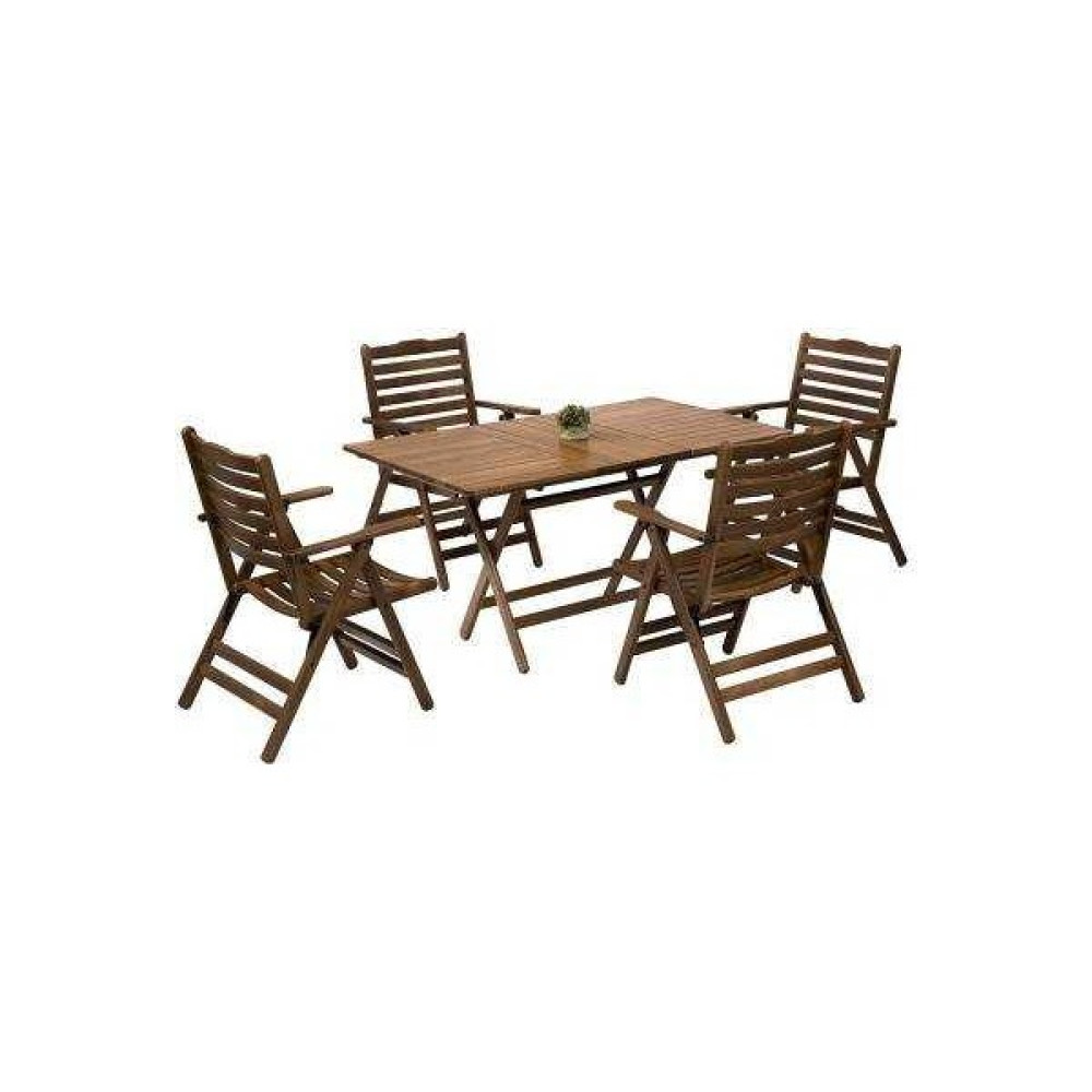Bahçeme Ahşap Bahçe Balkon Seti 80x120 Masa + 4 Sandalye -Ürgüp Katlanır Takım Bahçe Mobilyası Takımı Fiyatı