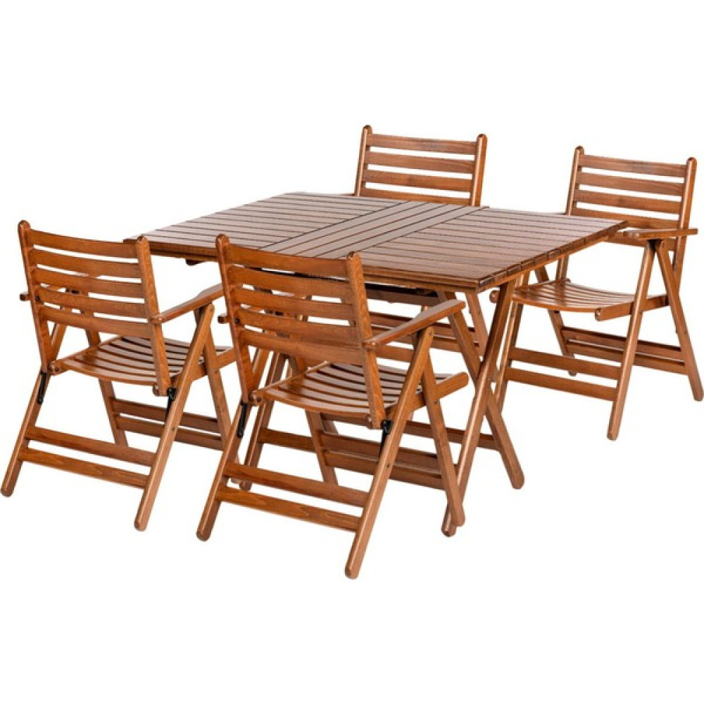 Bahçeme London Atina Katlanır Ahşap Bahçe Balkon Takımı -80X160 Masa + 4 Sandalye Set Bahçe Mobilyası Takımı Fiyatı