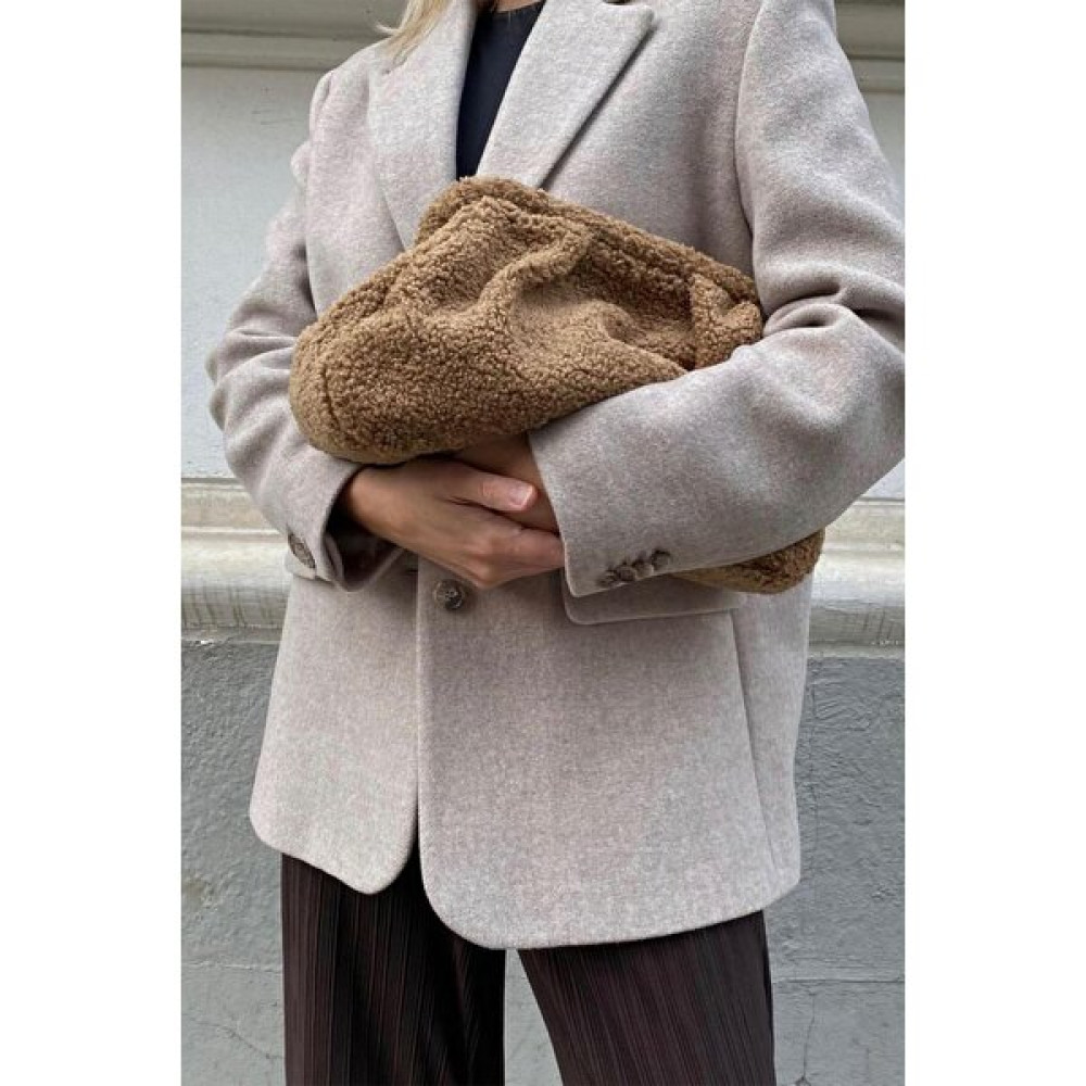 Bahels Kadın Camel Peluş Teddy Clutch Portföy Çanta Portföy Çanta Fiyatı