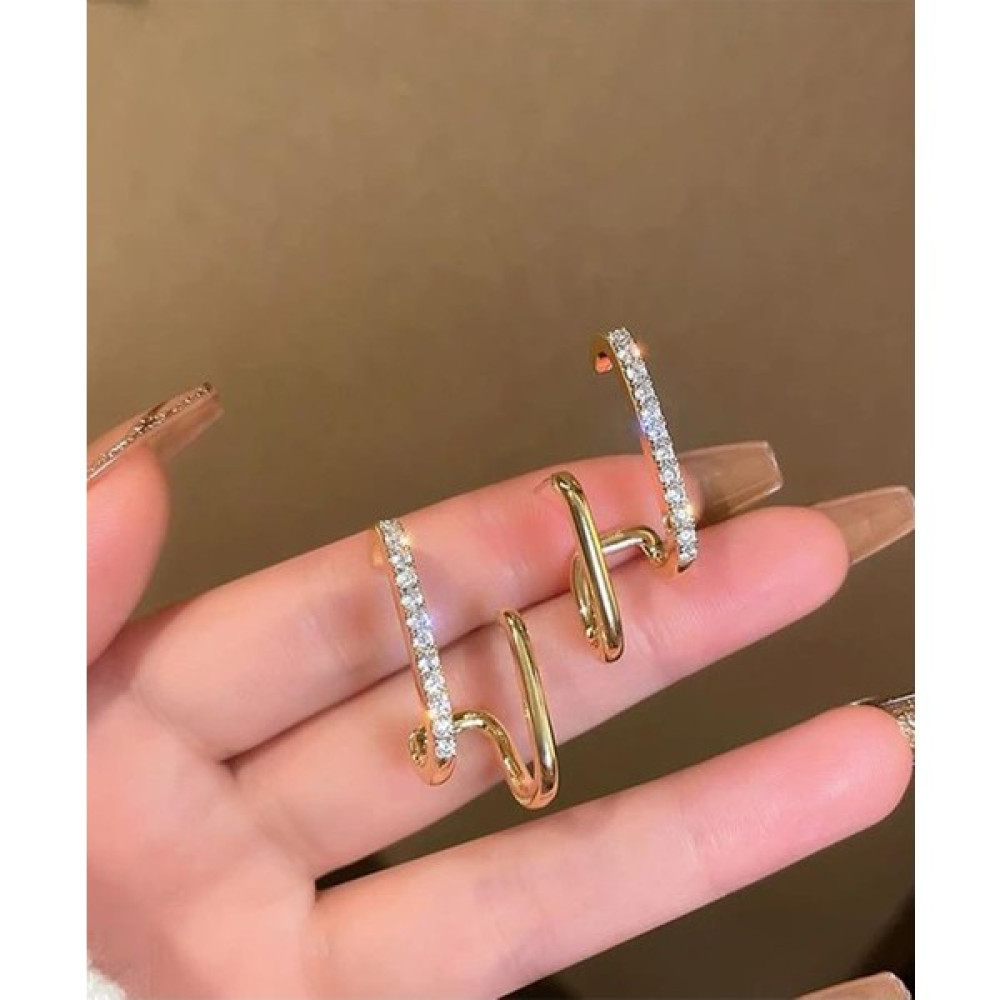 Bahels Kadın Gold Zirkon Taş Vip Küpe Earcuff Bijuteri Küpe Fiyatı