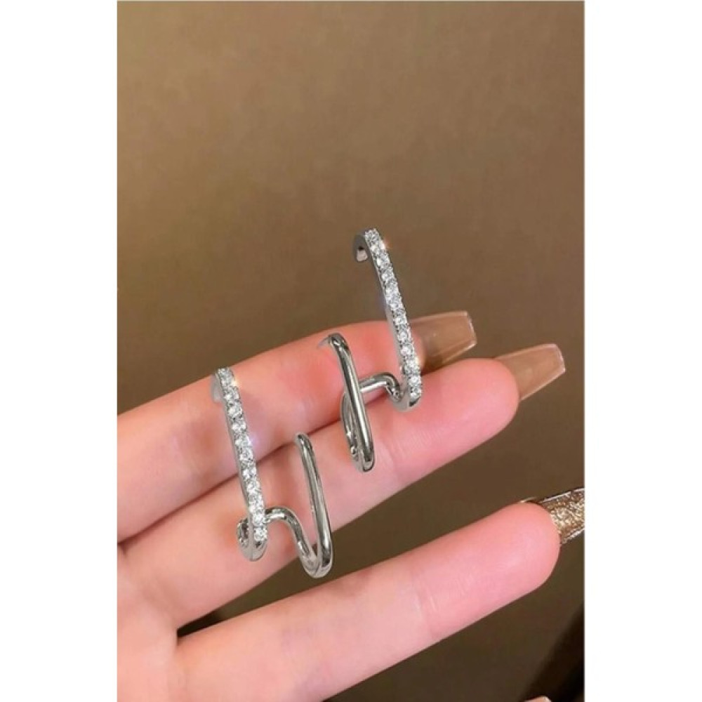 Bahels Kadın Gümüş Zirkon Taş Vip Küpe Earcuff Küpe Bijuteri Küpe Fiyatı