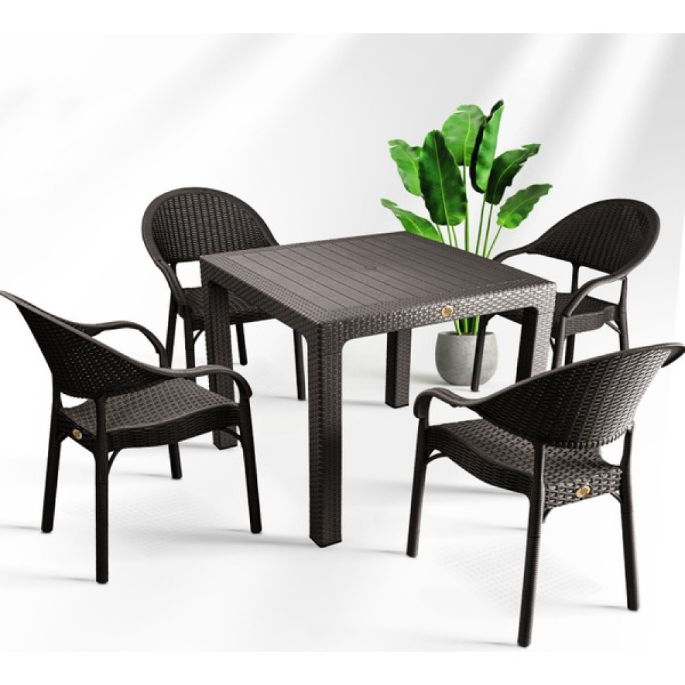 Bahex Bambu Kare 90X90CM Rattan Bahçe & Balkon Masa Takımı 4 Kişilik - Kahverengi Bahçe Mobilyası Takımı Fiyatı