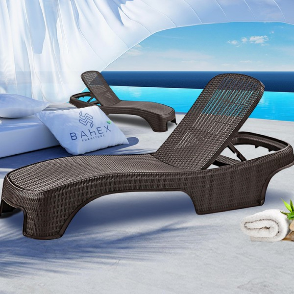 Bahex Brezza Royal Rattan Şezlong 2 Adet 2536 Lüx Havuz & Plaj Şezlongu 3 Kademeli Katlanır - Kahverengi Şezlong Fiyatı