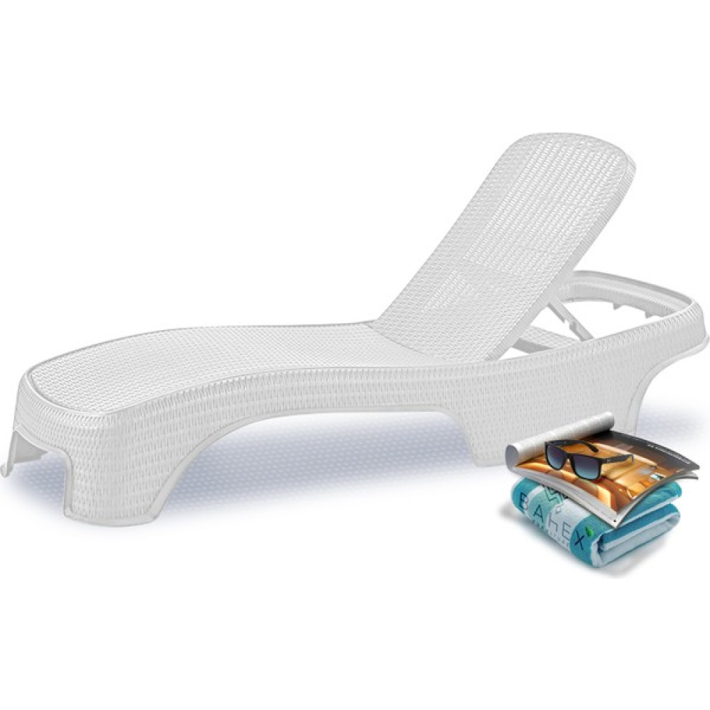 Bahex Brezza Royal Rattan Şezlong 2536 Lüx Havuz & Plaj Şezlongu 3 Kademeli Katlanır 1 Adet - Beyaz Şezlong Fiyatı