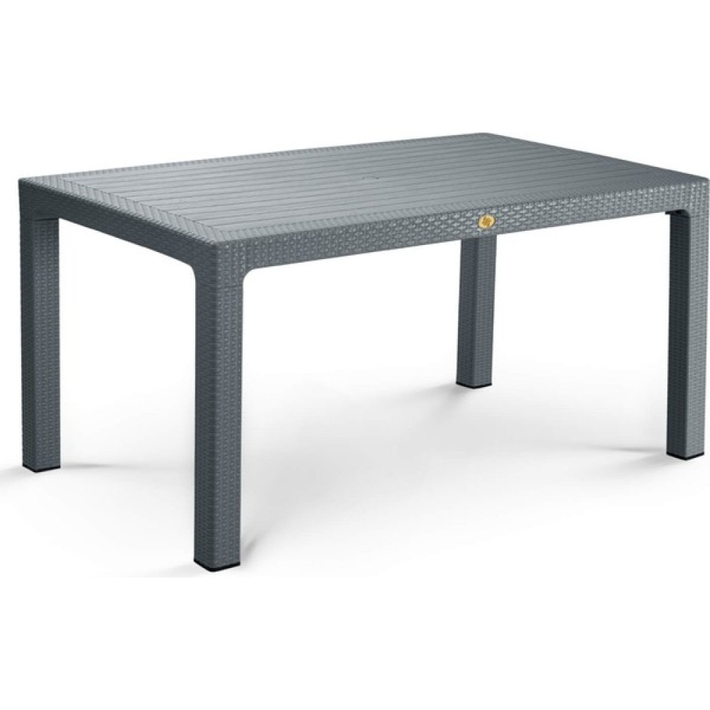 Bahex Camsız 90X150CM Bahçe Balkon Masası Rattan Desenli Outdoor Serisi - Antrasit Bahçe Masası Fiyatı