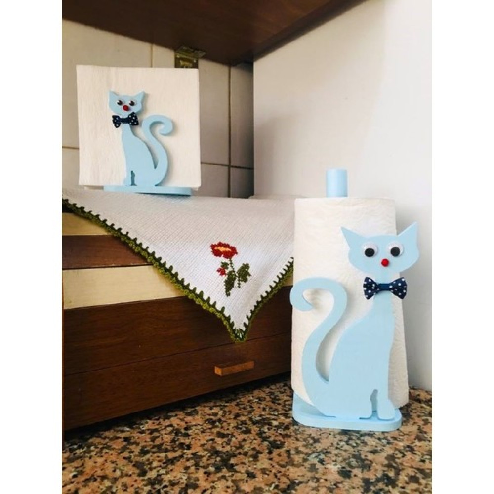 Bahome 2'li Peçetelik ve Kağıt Havluluk Kağıt Havlu Standı, Dekoratif,sunum,sevimli Kedi Mutfak Gereçleri Fiyatı
