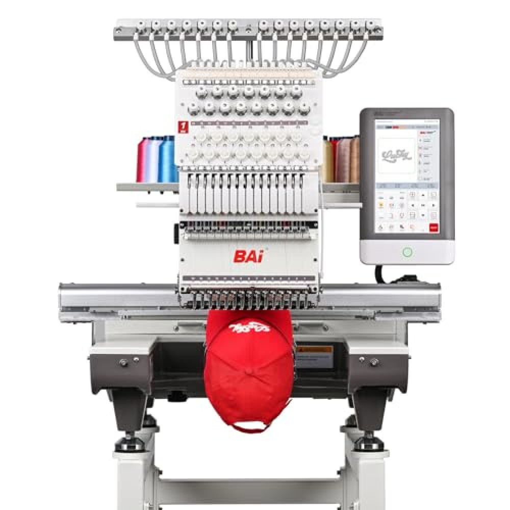 BAi The Mirror Embroidery Machine 20x14" Embroidery Area with 15 Needles,1200spm Max Speed Multi Needle Commercial Embroidery Machine for 3D Hats Clothing,Wifi Available 10" Touch Screen