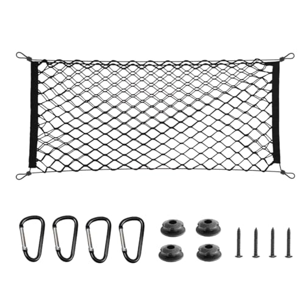 BAILALIBO Cargo Net Stretchable, Adjustable Elastic Trunk Mesh Nets with Metal Hook Universal for SUV, Jeep, Trucks, Car Exterior Accessories for Secure Storage (35.4x15.8 inch)