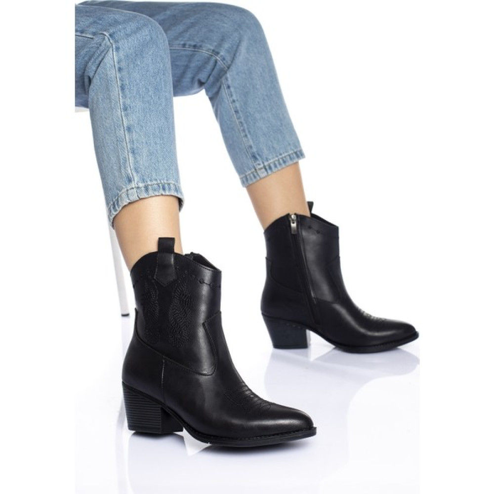 Bak Store Siyah Cilt Kadın Nakışlı Western Kovboy Bot Kadın Botları Fiyatı