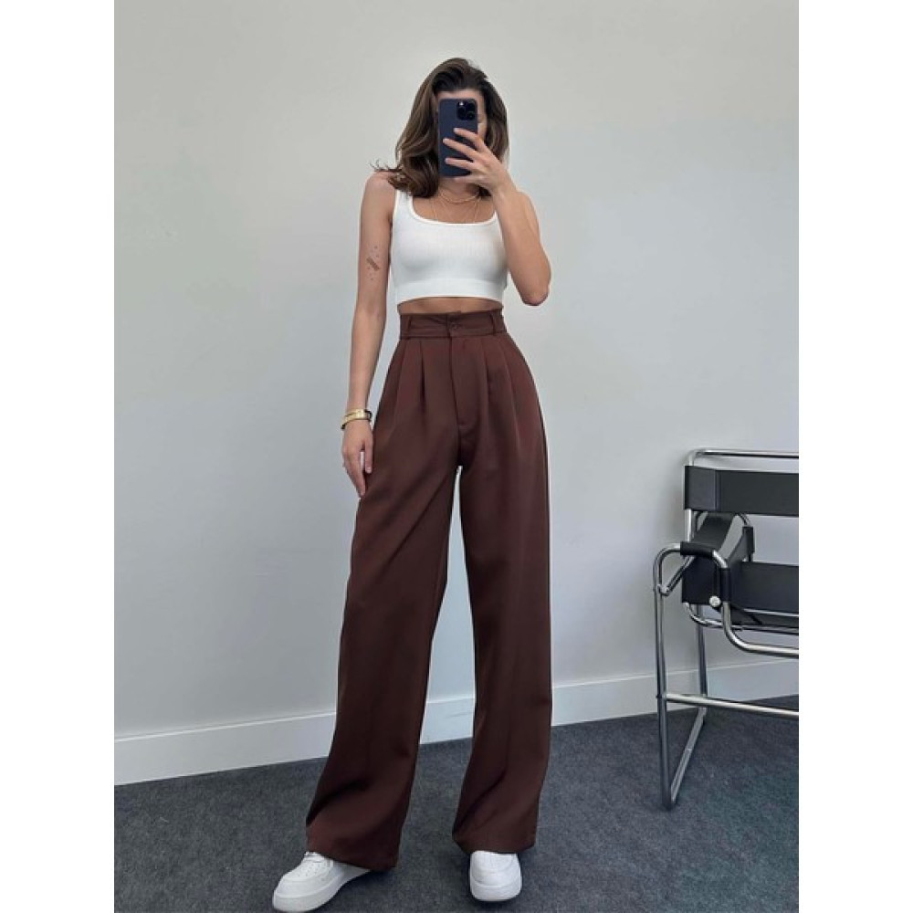 Bakap Fashion Pileli Yüksek Bel Plazzo Pantolon Kadın Pantolon Fiyatı