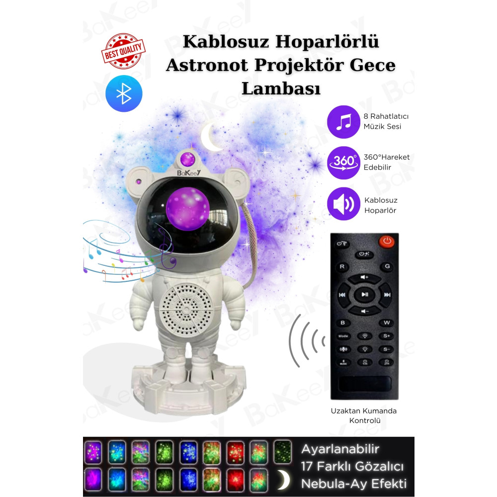 Bakeey Astronot Gece Lambası Yıldızlı Projeksiyon Tavan Aydınlatma Hoporlörlü Lamba Ev Çocuk Oda Dekorasyon Projeksiyon Fiyatı