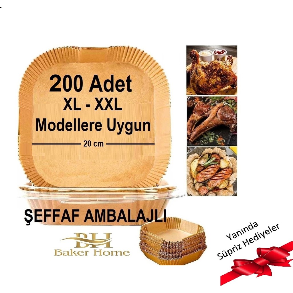 Baker Home Airfryer Pişirme Kağıdı Xl-Xxl Büyük Boy Kare 20 cm , 200 Adet SSD / Solid State Drive Fiyatı