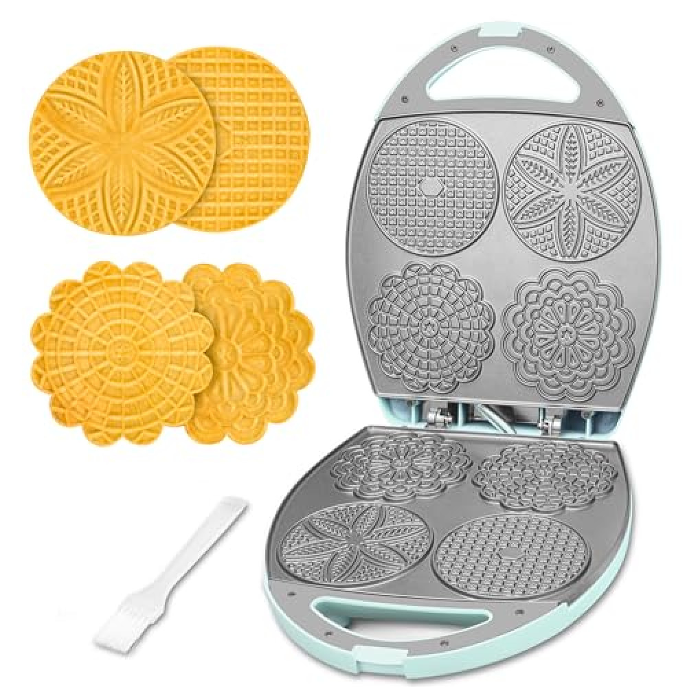 Baker's Friend Multi Pizzelle Maker Electric, Stroopwafel Iron, 4 x 4.5'' Pizzelle Waffle Cookies Maker with Temperature Control, Ideal for Holidays, Parties & More, Great Choice for Gift Electric Kitchen Appliances Fiyatı