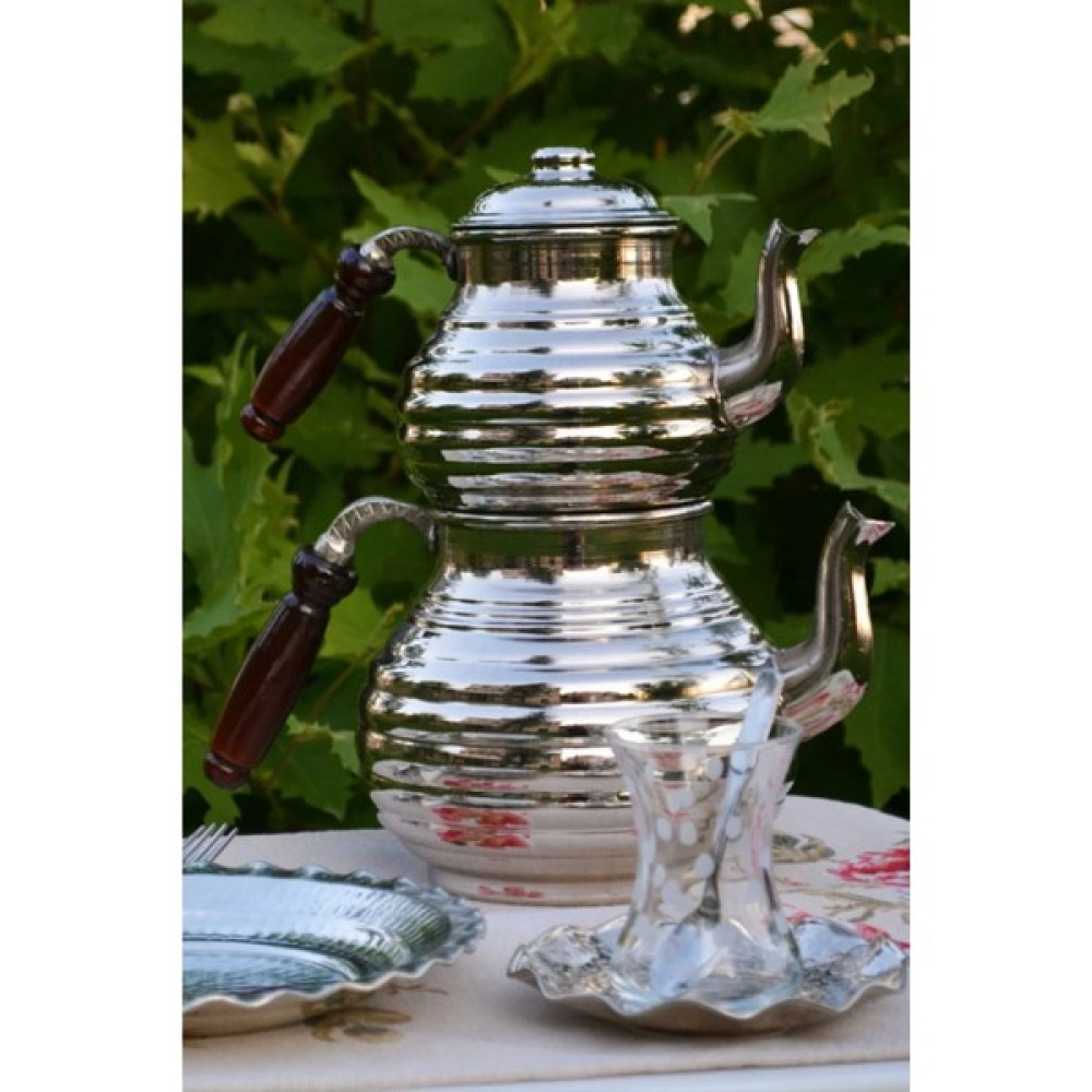 Bakır Concept Bakır Çaydanlık Dilimli Model Gümüş Renk Çay / Çaydanlık Setleri Fiyatı