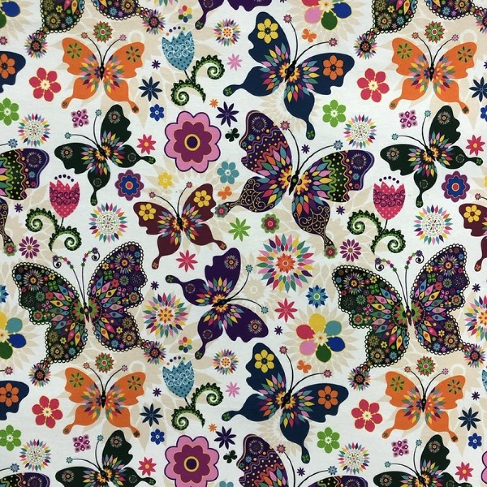 Bakırcı Kumaş Kelebek Desen Dijital Baskı Döşemelik Kumaş - 100 cm - Renkli - 140 cm Kumaşlar Fiyatı