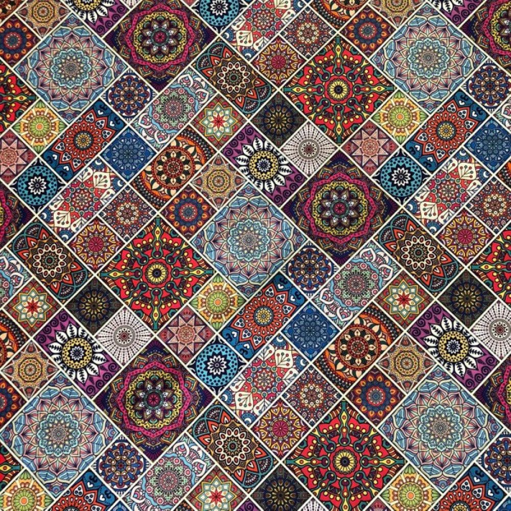 Bakırcı Kumaş Patchwork Desen Dijital Baskı Döşemelik Kumaş - 100 cm - Renkli - 140 cm Kumaşlar Fiyatı