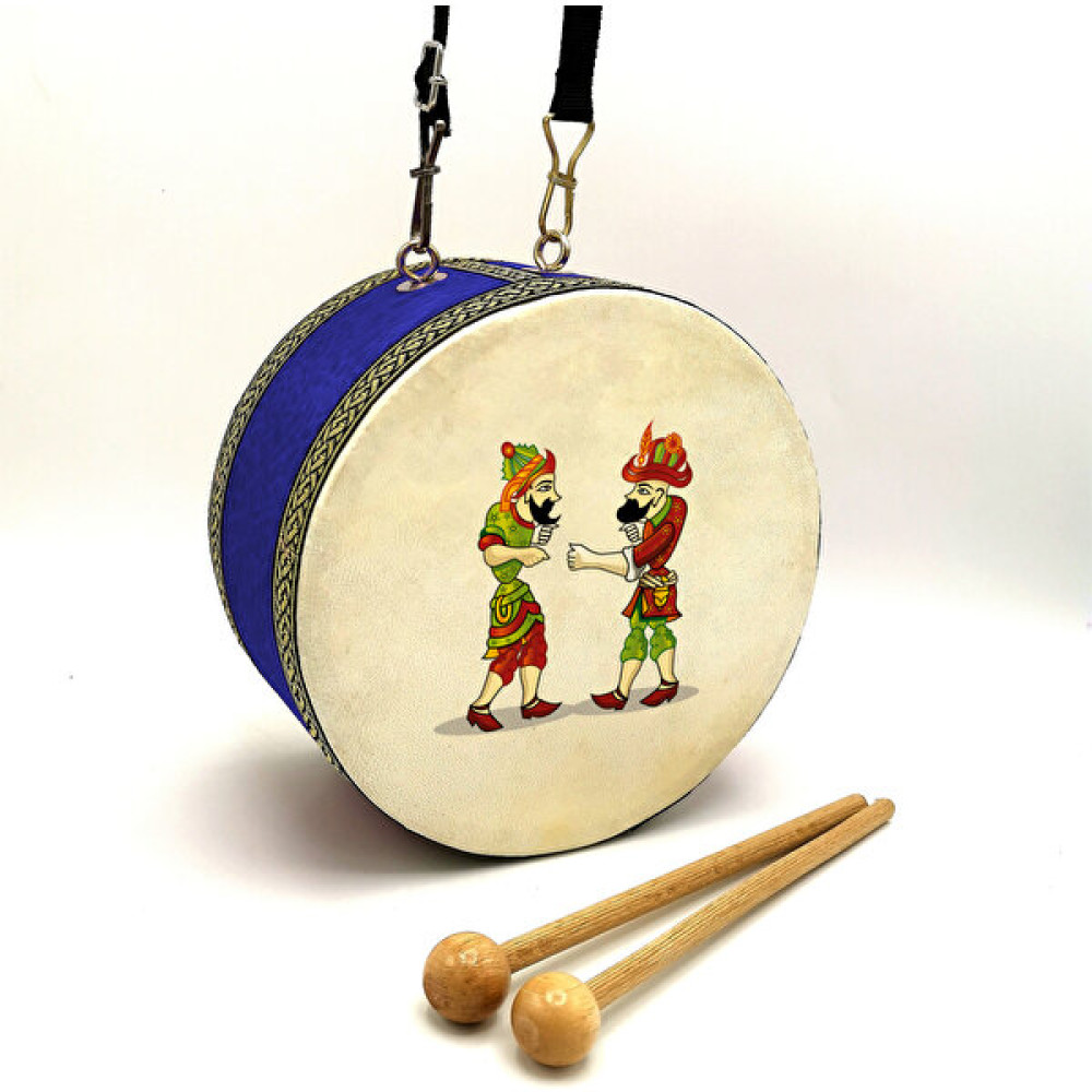 Baksepete Karagöz ve Hacivat Baskılı,gerçek Deri, Oyuncak Çocuk Davulu (1-5 Yaş)(Mavi) - Mavi Bebek Oyuncakları Fiyatı
