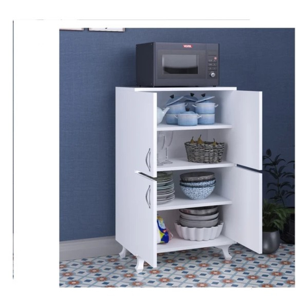 Baku Home Quatro Çok Amaçlı Erzak Dolabı Mutfak Dolabı Banyo Dolabı - Beyaz Gardrop & Dolap Fiyatı