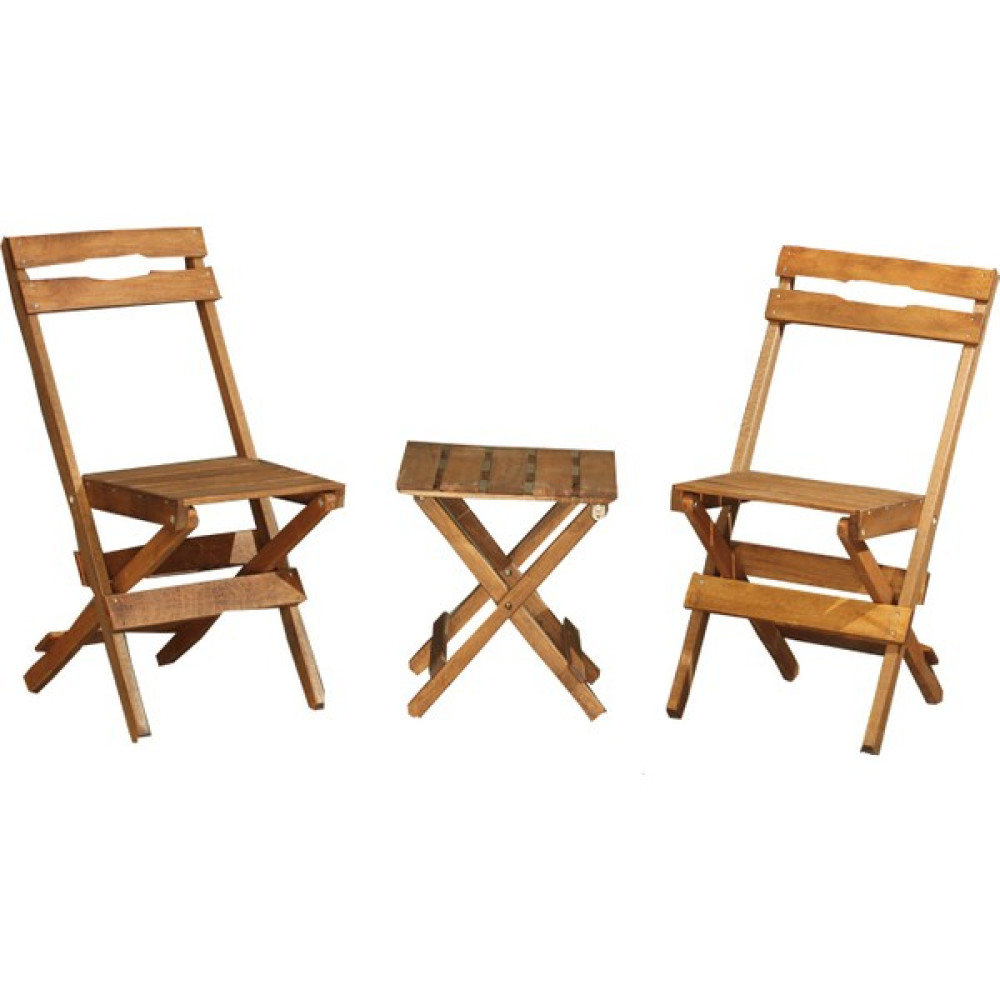 Bal-Kar Ceviz Rengi Ahşap Katlanır Masa Sandalye Takımı, Teras Balkon Bahçe Bistro Set - Renkli Bahçe Mobilyası Takımı Fiyatı