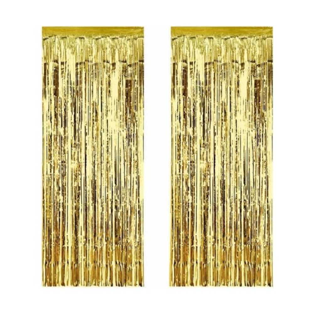 Bal10 Dünyası 2 Adet 45 cm × 200 cm Metalize Arka Fon Kapı Perdesi Püsküllü Fon Süsü Gold Perde Fiyatı
