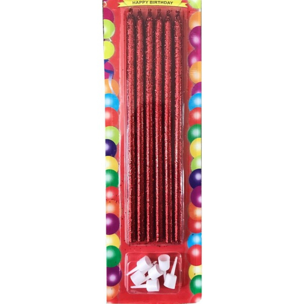 Bal10 Dünyası 20 cm Uzun Pasta Mumu 6 Lı Kırmızı - Renkli - 100 Adet Dekoratif Mum Fiyatı