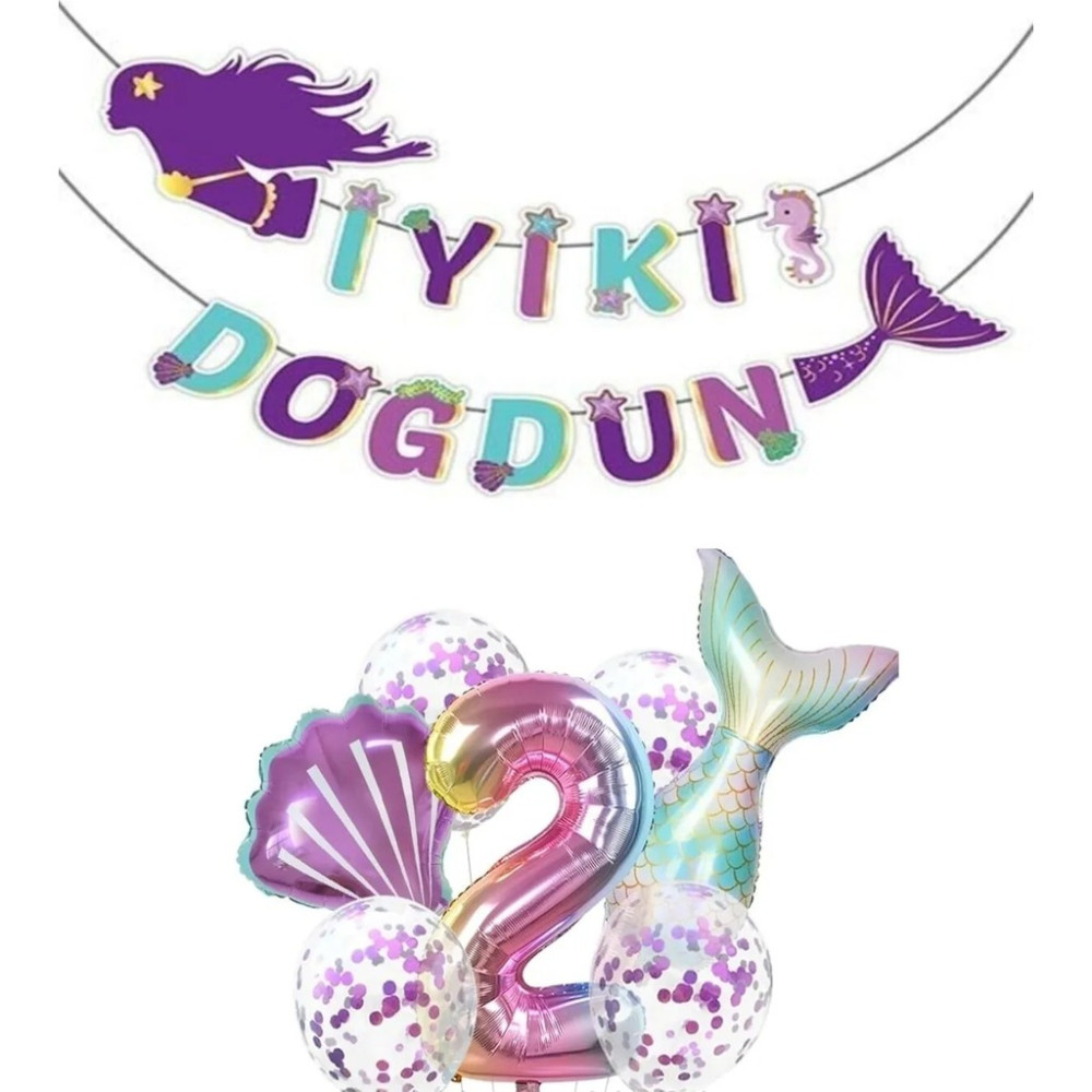 Bal10 Dünyası Deniz Kızı Iyiki Doğdun Folyo Balon Doğum Günü Set 2 Yaş - Pembe Diğer Fiyatı