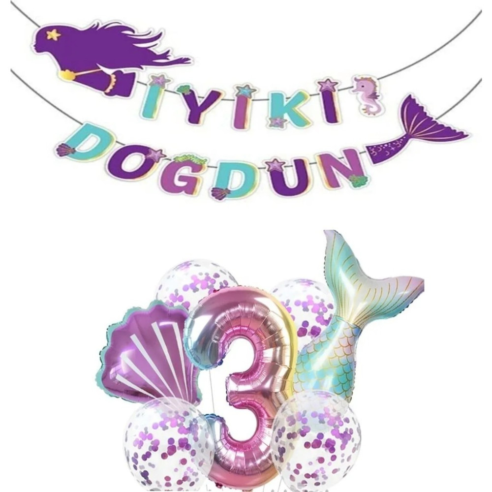 Bal10 Dünyası Deniz Kızı Iyiki Doğdun Folyo Balon Doğum Günü Set 3 Yaş - Sarı Diğer Fiyatı