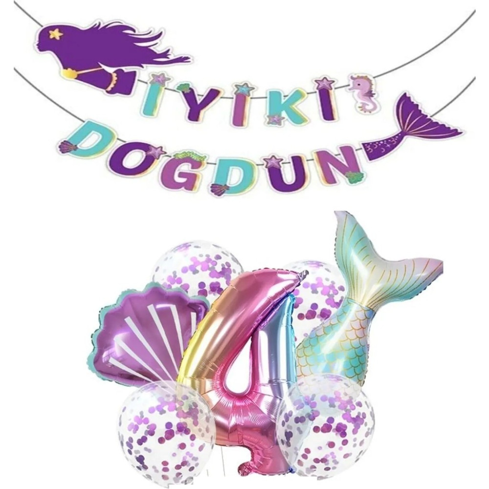 Bal10 Dünyası Deniz Kızı Iyiki Doğdun Folyo Balon Doğum Günü Set 4 Yaş - Kırmızı Diğer Fiyatı