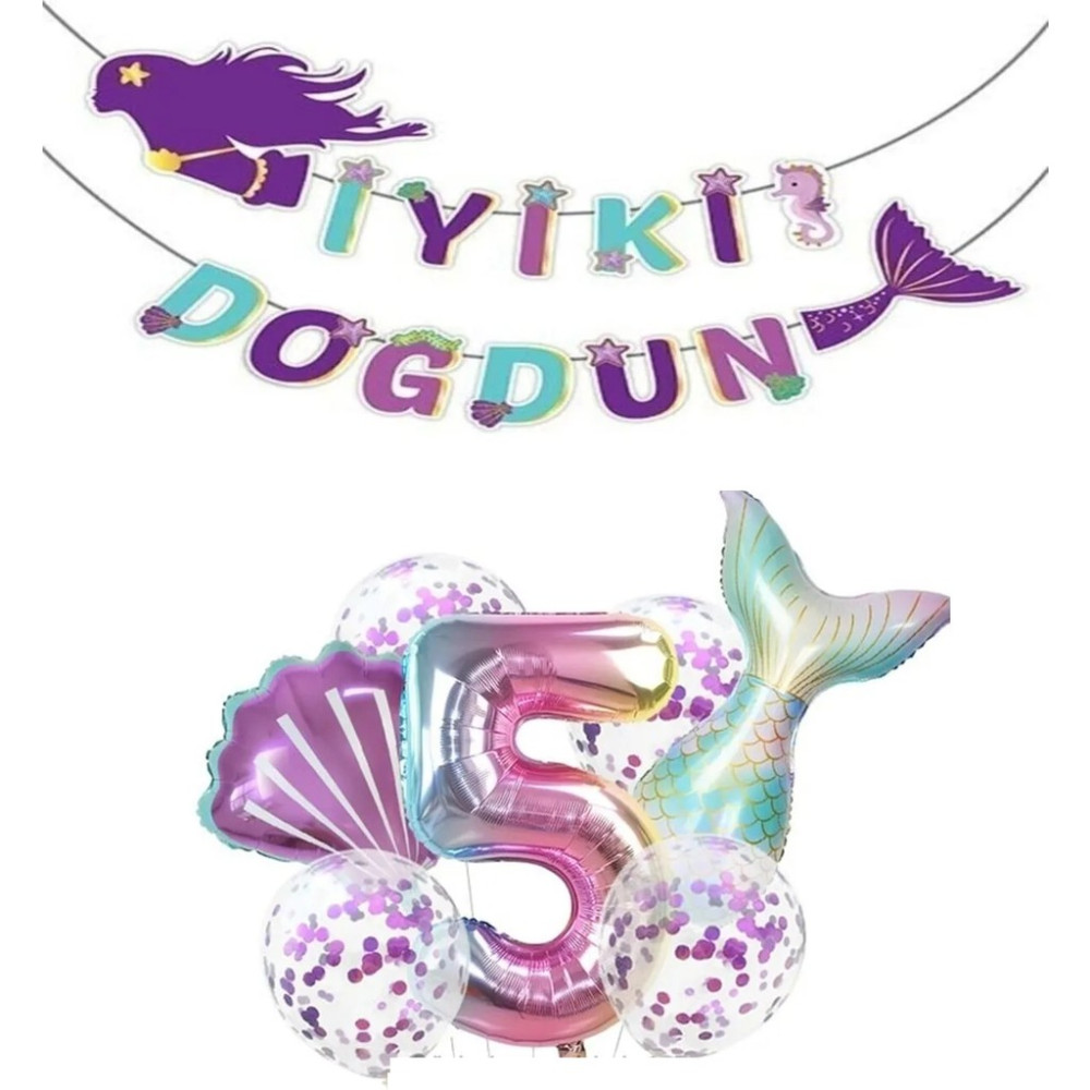 Bal10 Dünyası Deniz Kızı Iyiki Doğdun Folyo Balon Doğum Günü Set 5 Yaş - Altın Diğer Fiyatı