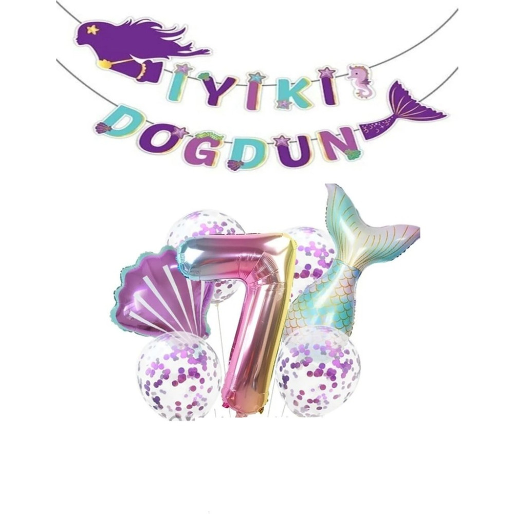 Bal10 Dünyası Deniz Kızı Iyiki Doğdun Folyo Balon Doğum Günü Set 7 Yaş - Kahverengi Diğer Fiyatı