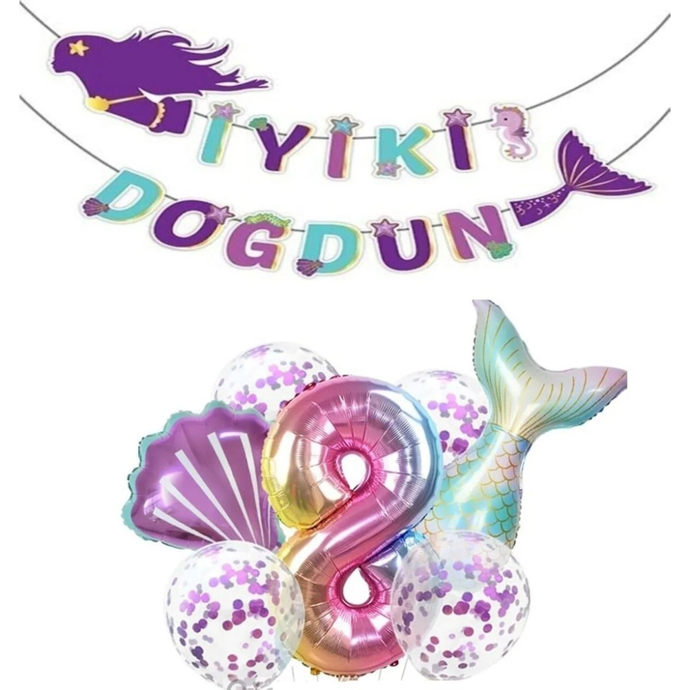 Bal10 Dünyası Deniz Konsept Iyiki Doğdun Folyo Balon Doğum Günü Set 8 Yaş - Gümüş Diğer Fiyatı