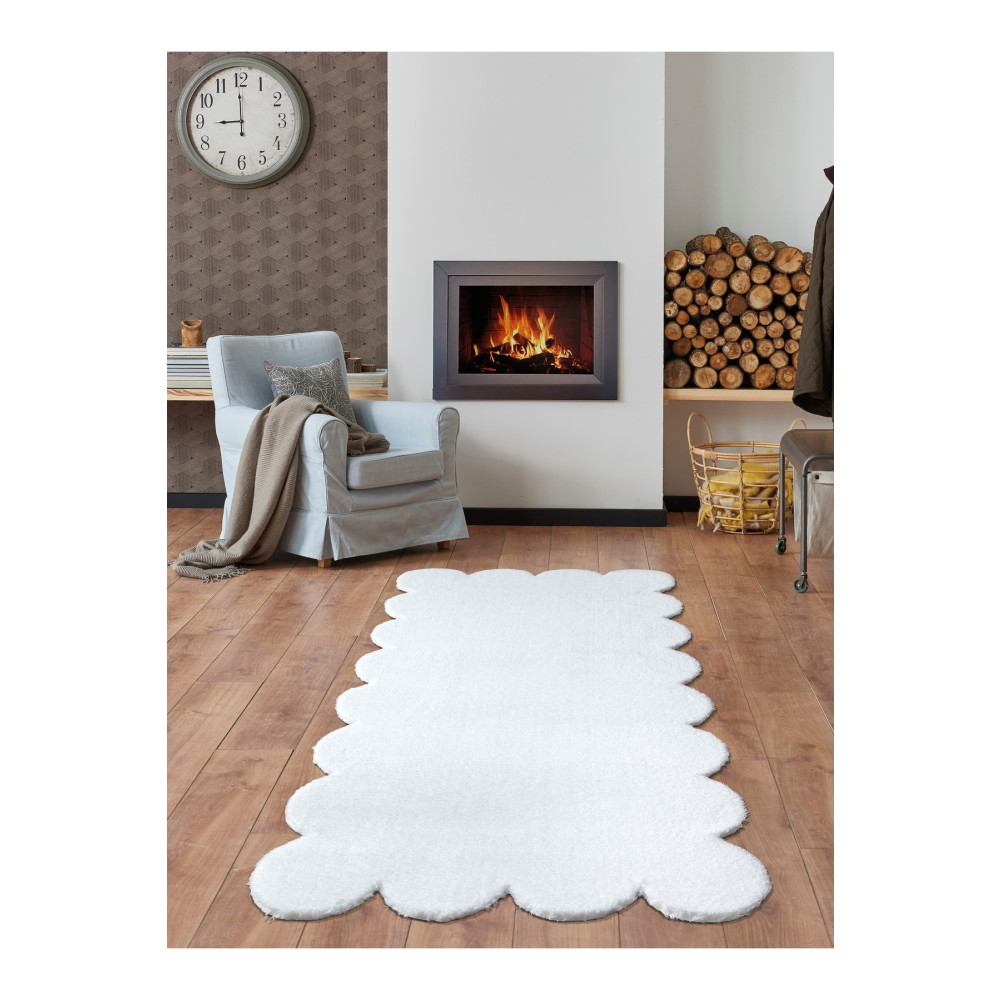 Balat Halı Beyaz Lazer Kesim Peluş Uzun Tüylü Yolluk Halı 100 x 300 Beden Kilim Fiyatı