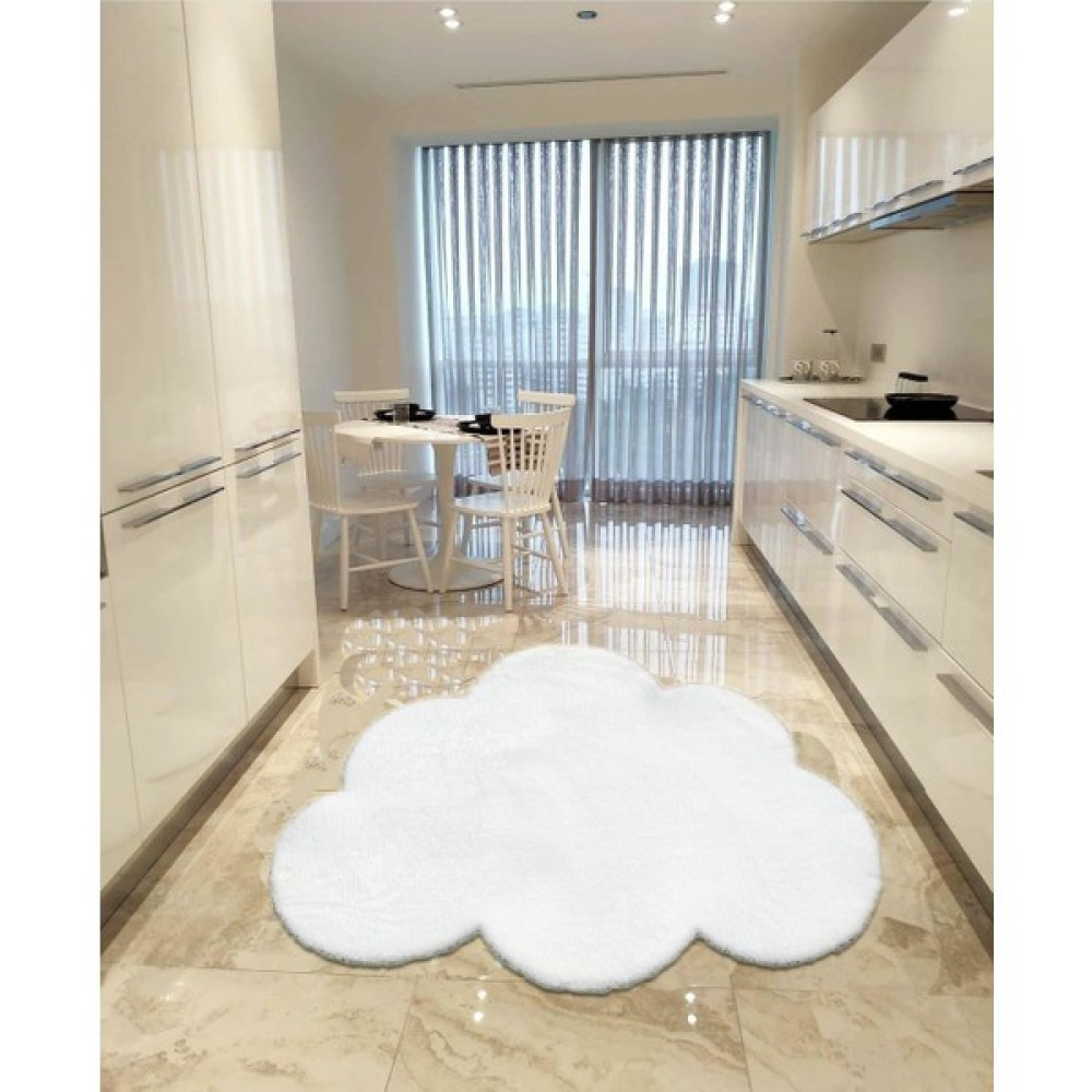Balat Halı Dekoratif Beyaz Peluş Yumuşak Bulut Desen Halı - 100 x 150 cm Salon Halısı Fiyatı